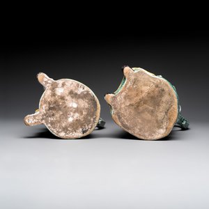 A pair of polychrome Brussels faience 'Jacqueline et Jacquot' table fountains — photo 7