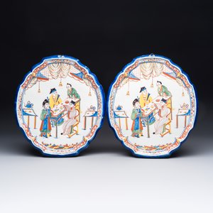 A pair of polychrome Dutch Delft chinoiserie plaques — 照片 1