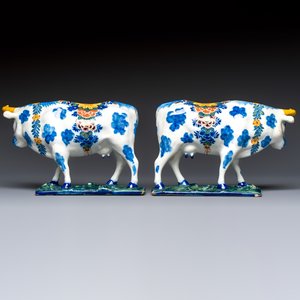 A pair of polychrome Dutch Delft cows, 18th C. — photo 4