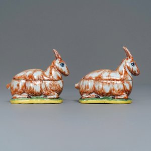 A pair of polychrome Dutch Delft 'hare' tureens, 18th C. — photo 2