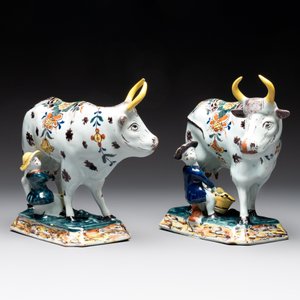 A pair of polychrome Dutch Delft milking groups, 18th C. — photo 2