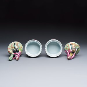 A pair of polychrome Dutch Delft petit feu butter tubs with allegorical depictions of the seasons — photo 6
