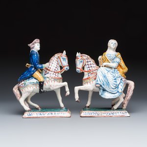 A pair of polychrome Dutch Delft 'Willem en Anna van Oranje' groups — photo 3