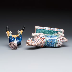 A pair of polychrome Dutch Delft 'Willem en Anna van Oranje' groups — photo 7