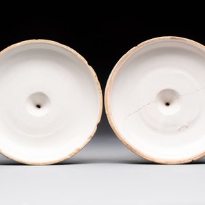A pair of polychrome French faience candlesticks, 18th C. — photo 6