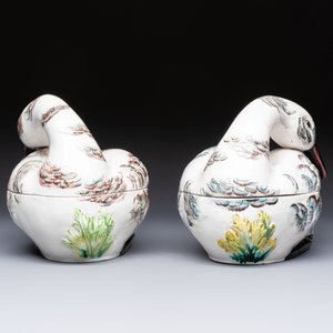 A pair of polychrome Italian faience goose-form tureens and covers, Bassano del Grappa, 19th C. — photo 4