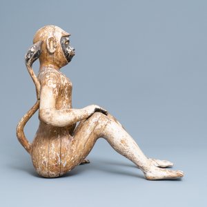 A pair of polychrome wooden figures of monkeys, South-East Asia, 19th C. — 照片 3
