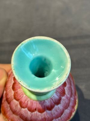 A pair of rare Chinese famille rose lotus-shaped stem cups, Yongzheng — photo 9