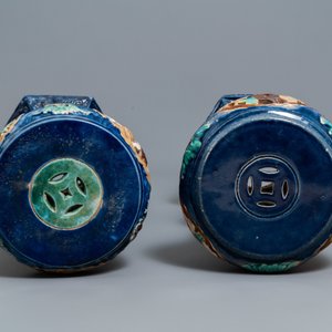 A pair of reticulated Vietnamese polychrome pottery stands, Lai Thieu, 1st half 20th C. — 照片 2