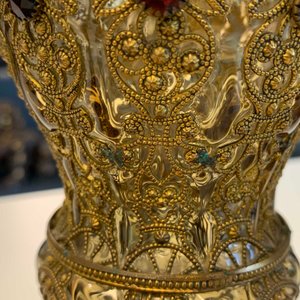 A pair of Russian or Eastern-European gilt copper and glass-inlaid glass goblets and covers, 19th C. — photo 7