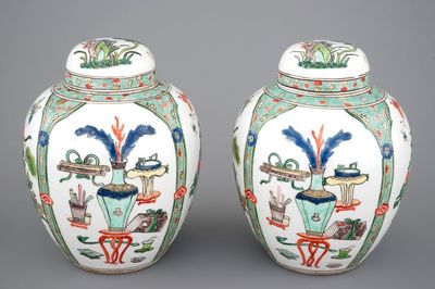 A pair of Samson famille verte jars and covers, ca. 1880