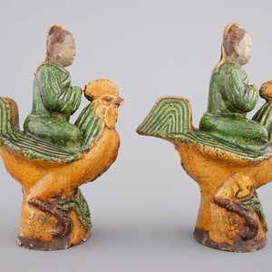 Une paire de tuiles faitières sancai chinois, Dynastie Ming — photo 2