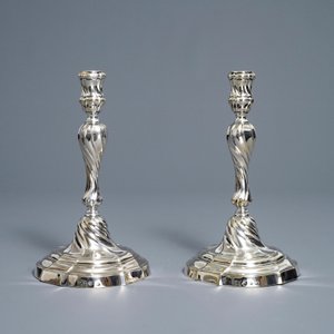 A pair of silver candlesticks, marked Carel Benninck, Bruges, dated 1778 — photo 2