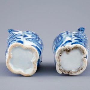 A pair of small Chinese blue and white vases with long Elizas, Kangxi — 照片 5