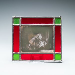 A pair of small painted glass windows depicting a galant scene and a bathing lady after Boucher, France, 19th C. — 照片 4