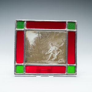 A pair of small painted glass windows depicting a galant scene and a bathing lady after Boucher, France, 19th C. — 照片 5