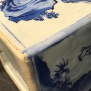 A pair of square Chinese blue and white 'immortals' tea caddies, Wanli — photo 29