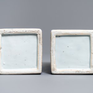 A pair of square Chinese blue and white 'immortals' tea caddies, Wanli — photo 5