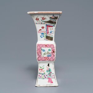 A pair of square Chinese famille rose 'Romance of the Western chamber' vases, Yongzheng — 照片 2