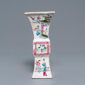 A pair of square Chinese famille rose 'Romance of the Western chamber' vases, Yongzheng — 照片 7