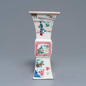 A pair of square Chinese famille rose 'Romance of the Western chamber' vases, Yongzheng — 照片 9