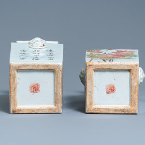 A pair of square Chinese qianjiang cai vases, 19/20th C. — 照片 7
