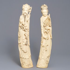 A pair of tall Chinese ivory figures, 19th C. — 照片 2