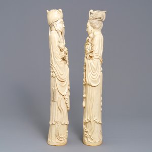 A pair of tall Chinese ivory figures, 19th C. — 照片 3