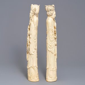 A pair of tall Chinese ivory figures, 19th C. — 照片 5