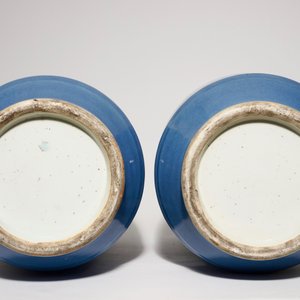 A pair of tall Chinese lavender blue ground vases with auspicious symbols, 19th C. — photo 5