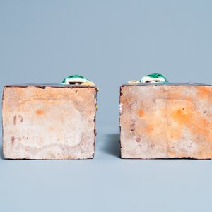 A pair of tall Chinese sancai-glazed biscuit models of Buddhist lions, 19/20th C. — photo 7