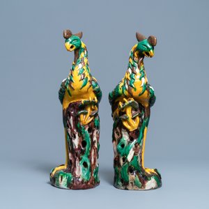 A pair of tall Chinese sancai-glazed models of phoenixes, Republic — photo 6