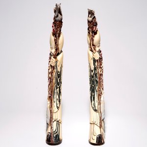A pair of tall polychrome Chinese carved ivory figures of immortals, 19th C. — 照片 4