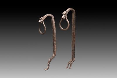 A pair of wrought iron elements, possibly Hispano-Moresque, 16th C.
