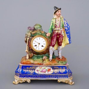 A Paris porcelain clock with a hunter, in the style of Jacob Petit, around 1880 — photo 1