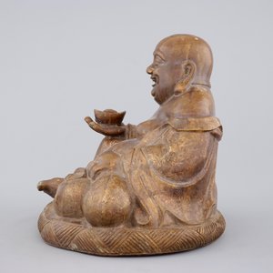 Een grote bronzen boeddha, deels verguld, Yonghzeng merk, 19e eeuw of vroeger — foto 5