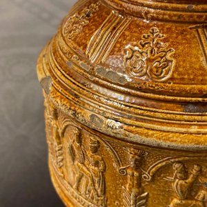 A 'Peasants dance' stoneware jug with pewter lid, Raeren, dated 1578 — photo 11