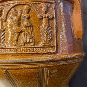 A 'Peasants dance' stoneware jug with pewter lid, Raeren, dated 1578 — photo 12