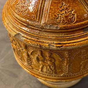 A 'Peasants dance' stoneware jug with pewter lid, Raeren, dated 1578 — photo 17