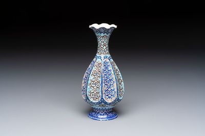 A Persian minakari enamelled copper vase, 20th C.
