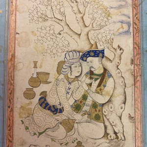 A Persian miniature on paper: 'Loving couple leaning against a tree', 18/19th C. — 照片 10