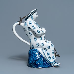 A pewter-mounted blue and white Brussels faience 'Jacqueline' jug, 18th C. — 照片 3
