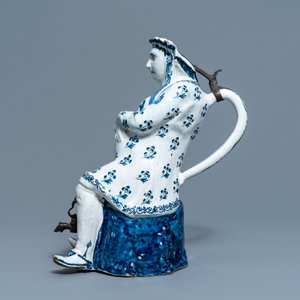 A pewter-mounted blue and white Brussels faience 'Jacqueline' jug, 18th C. — 照片 5