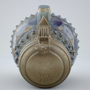A pewter-mounted Muskau stoneware stein, dated 1660 — 照片 6