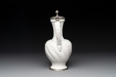 A pewter-mounted white Dutch Delftware jug, 17th C. — photo 2