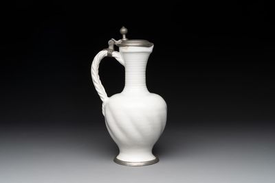 A pewter-mounted white Dutch Delftware jug, 17th C. — photo 3