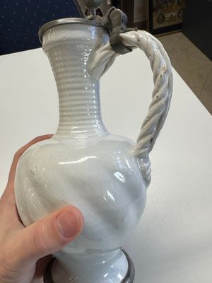 A pewter-mounted white Dutch Delftware jug, 17th C. — photo 8