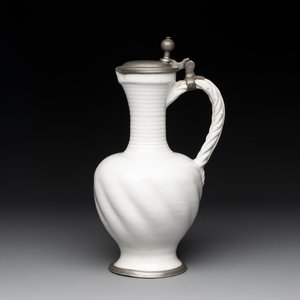 A pewter-mounted white Dutch Delftware jug, 17th C. — photo 1