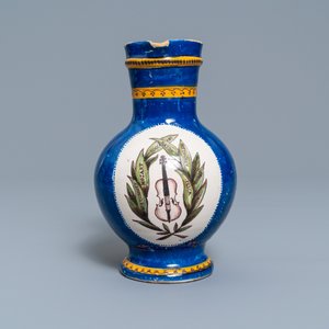 A polychrome Brussels faience commemorative 'musical design' jug, 19th C. — photo 2