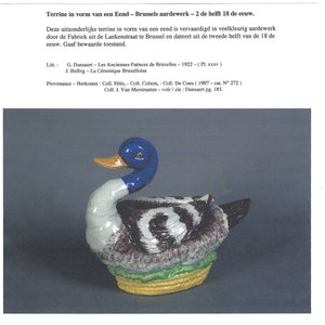 A polychrome Brussels faience duck-shaped tureen and cover, 2nd half 18th C. — photo 13